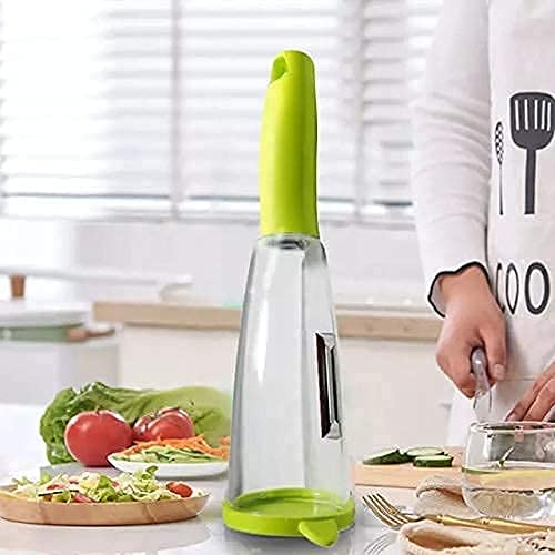 Vegetable and Fruit Peeler with Container – Stainless Steel Blade