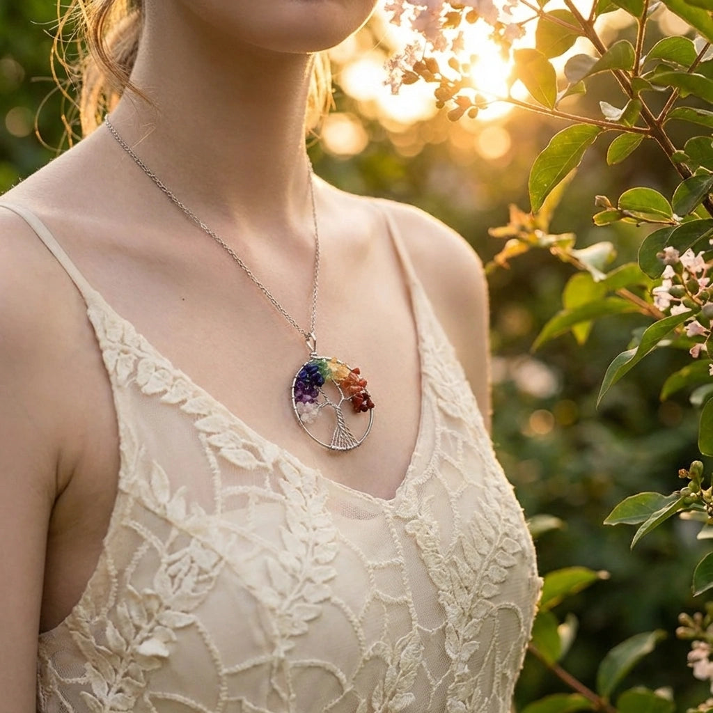 Tree of Life with 7 Chakra Pendant with chain