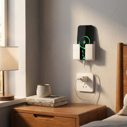 Wall Mounted Mobile Holder With Adhesive Strips& Charging Holder