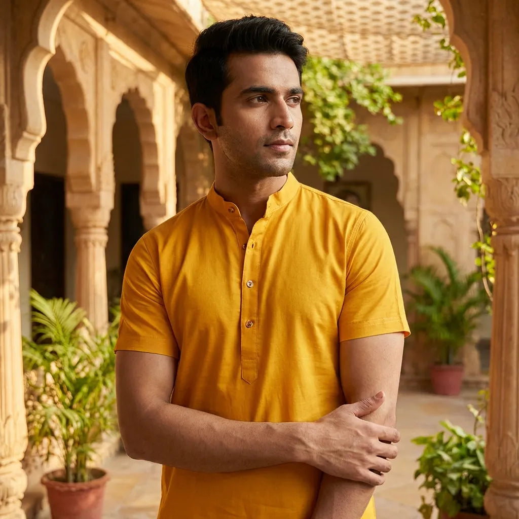 Solid Yellow Slim Shirt