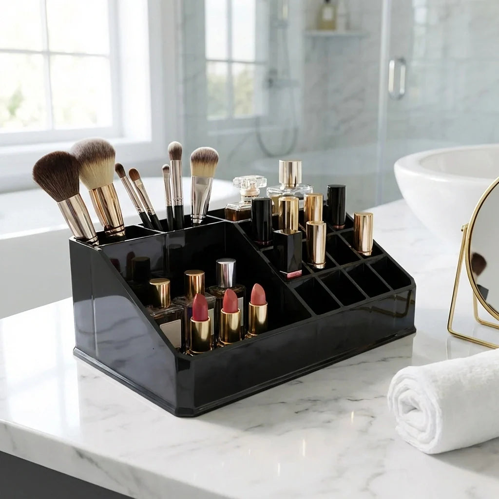 16-Compartment Makeup Organizer Box
