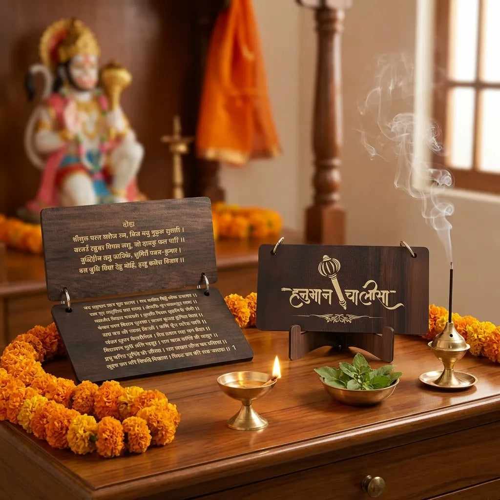 Woodan Hanuman Chalisa Decor with Stand