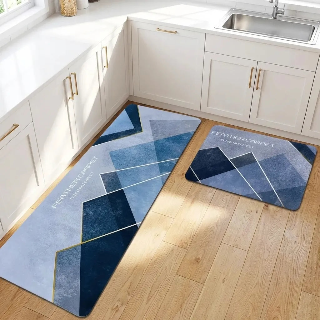 Rubber Floor Mat with Runner Geometric Pattern