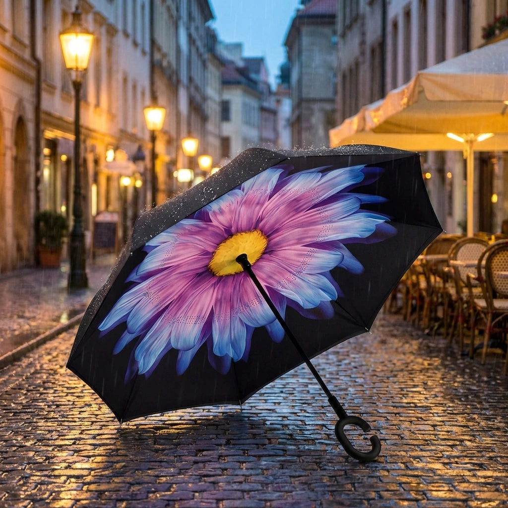 Double Layer Strong waterproof Umbrella with C- Shape Handle
