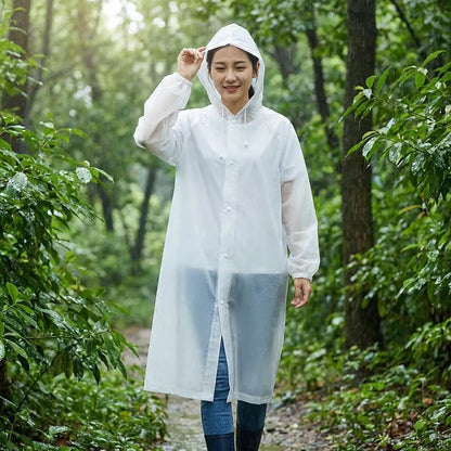 Unisex Hooded Button- Raincoat - Reusable for Adults