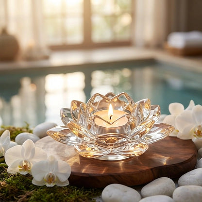 Glass Lotus Flower Tea Light