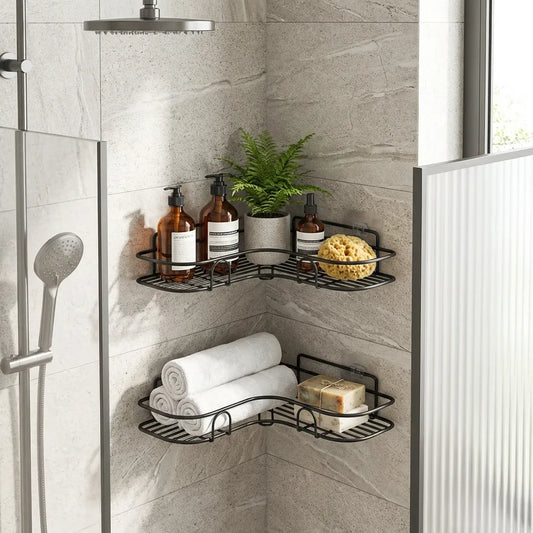 1pc No-Drill Corner Wall-Mounted Toilet Storage
