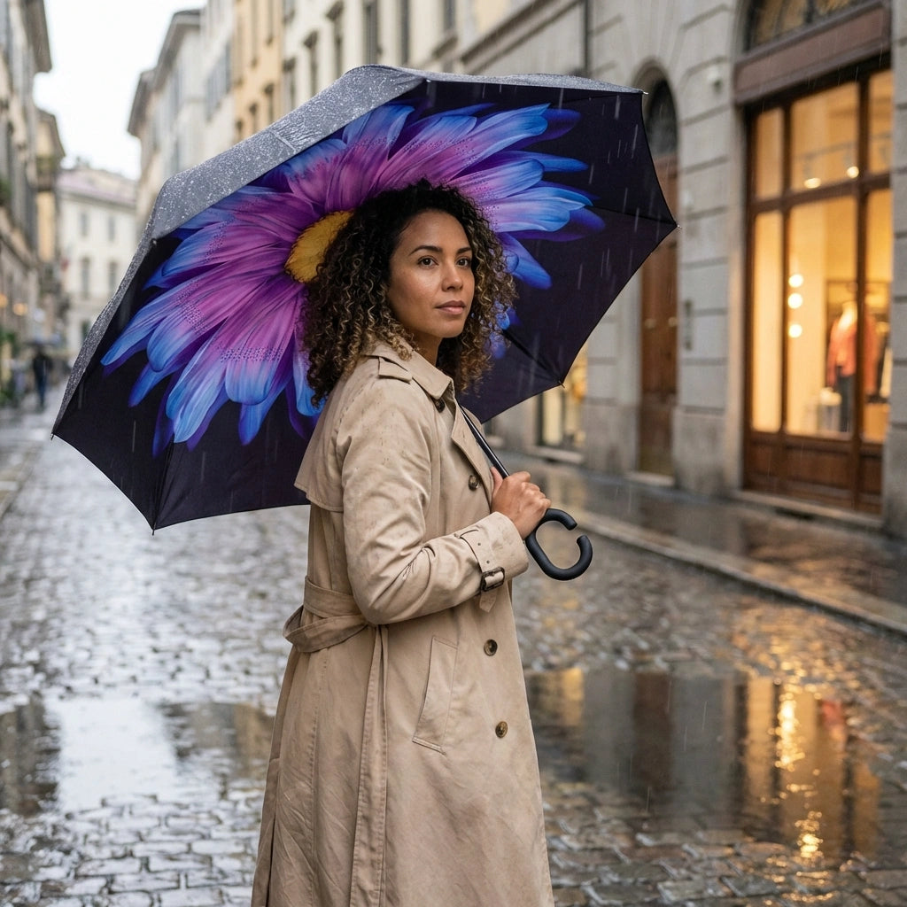 Double Layer Strong waterproof Umbrella with C- Shape Handle