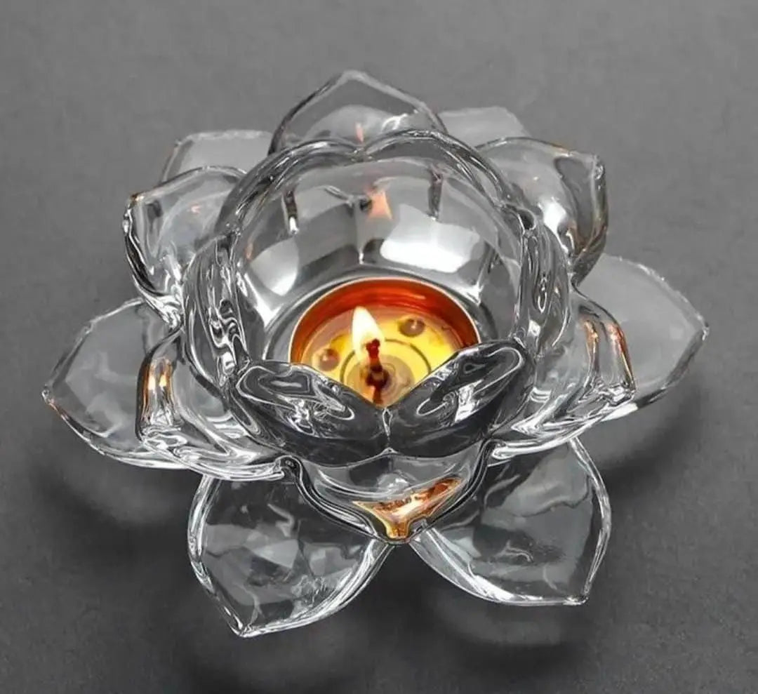 Glass Lotus Flower Tea Light