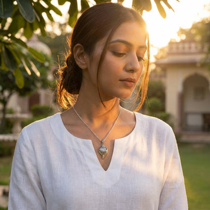 Silver Shankha Pendant with Chain