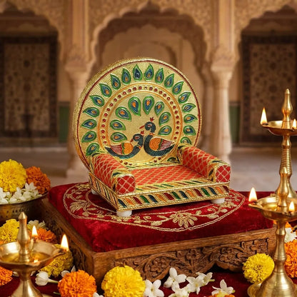 Meenakari Work Laddu Gopal Singhasan For Pooja Mandir (2 Pc Set)