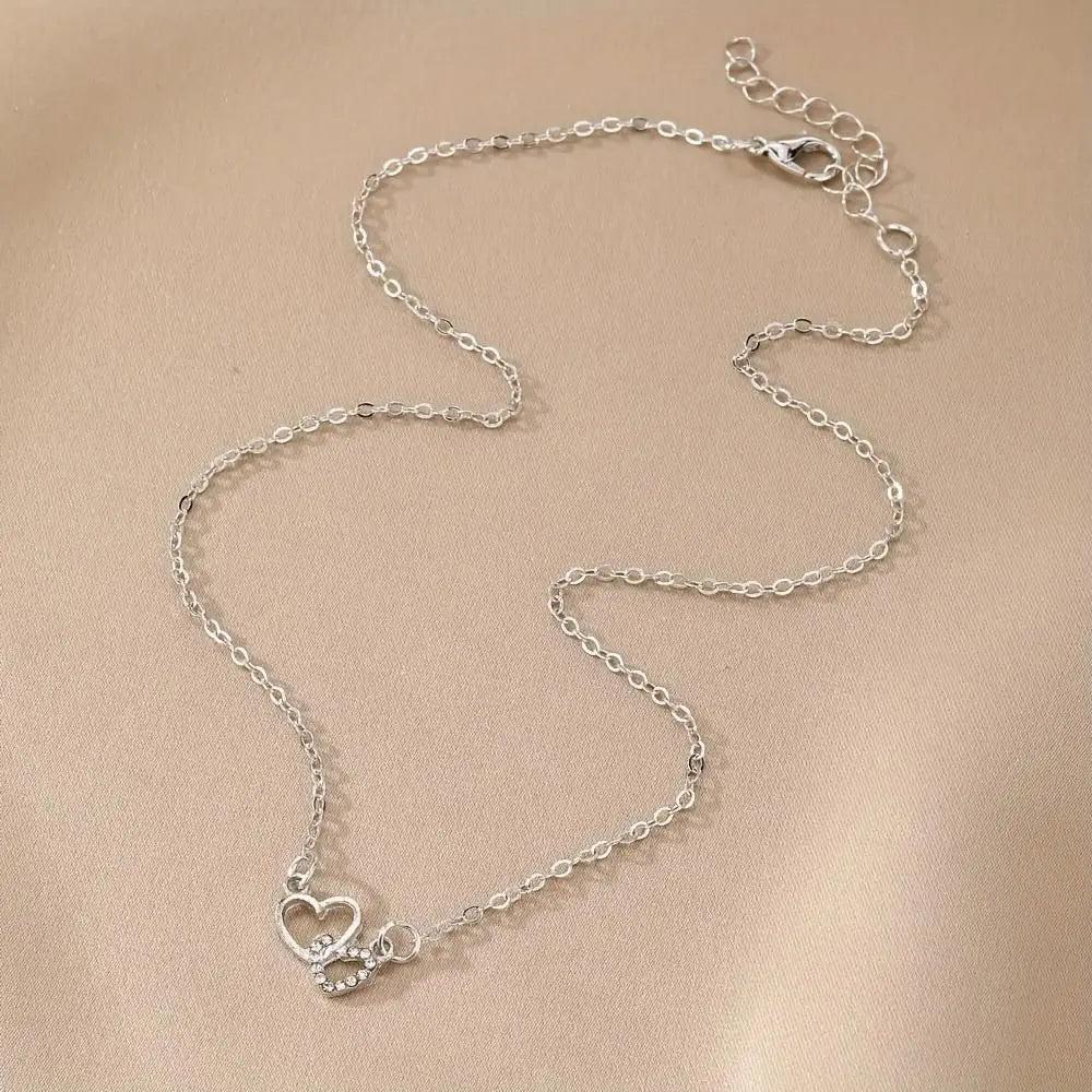 Women’s Dual Heart Pendant with Chain Micro Plating