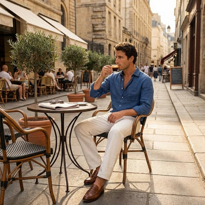 Men's Loose Fit Mid Rise White Jeans
