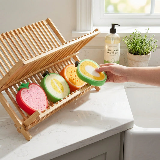 Cleaning Sponge- Fruits Shaped Kitchen/Bathroom Wash Cleaning Sponge (Pack of 4)