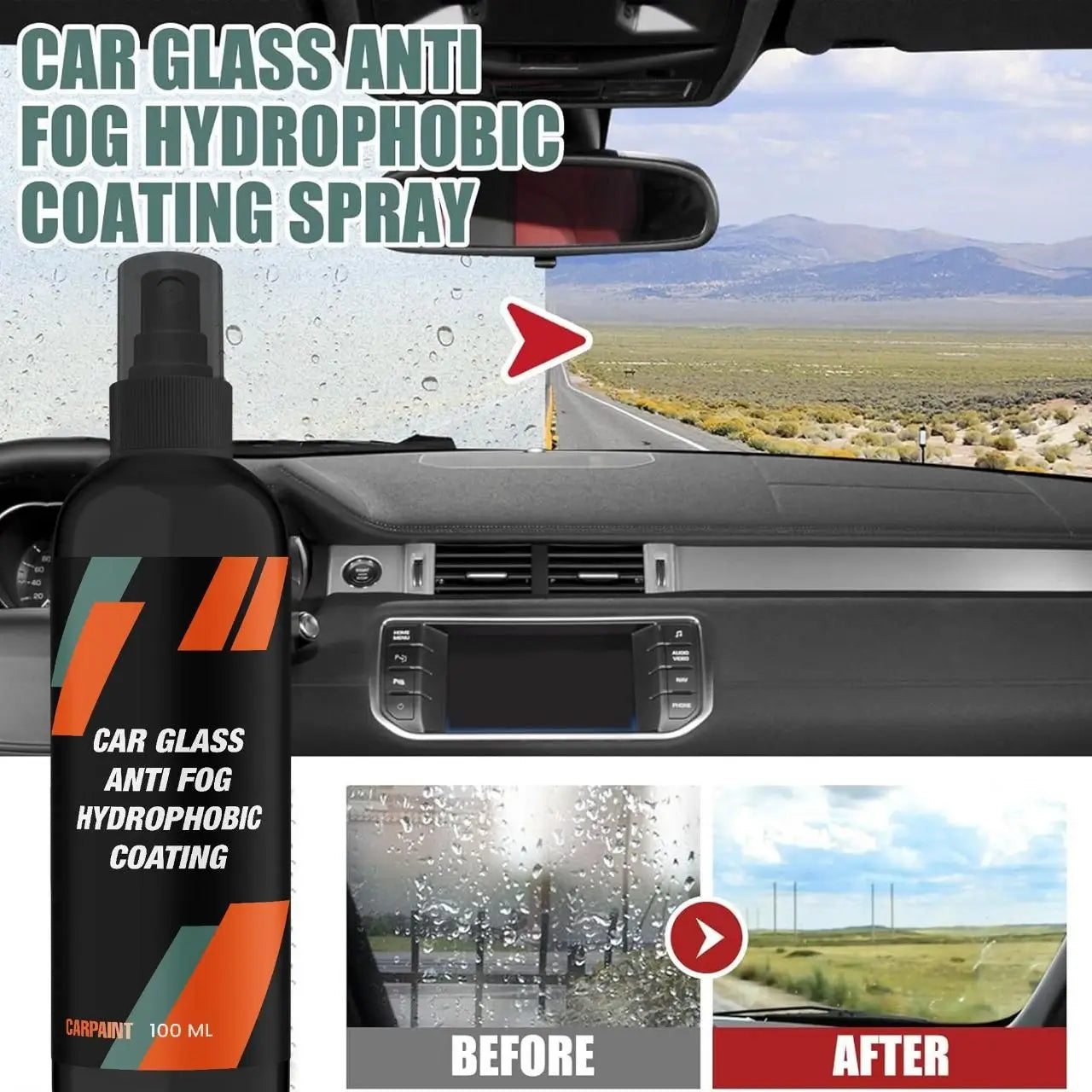 Car Glass Anti Fog Hydrophobic Coating 100ml(Pack Of 1)