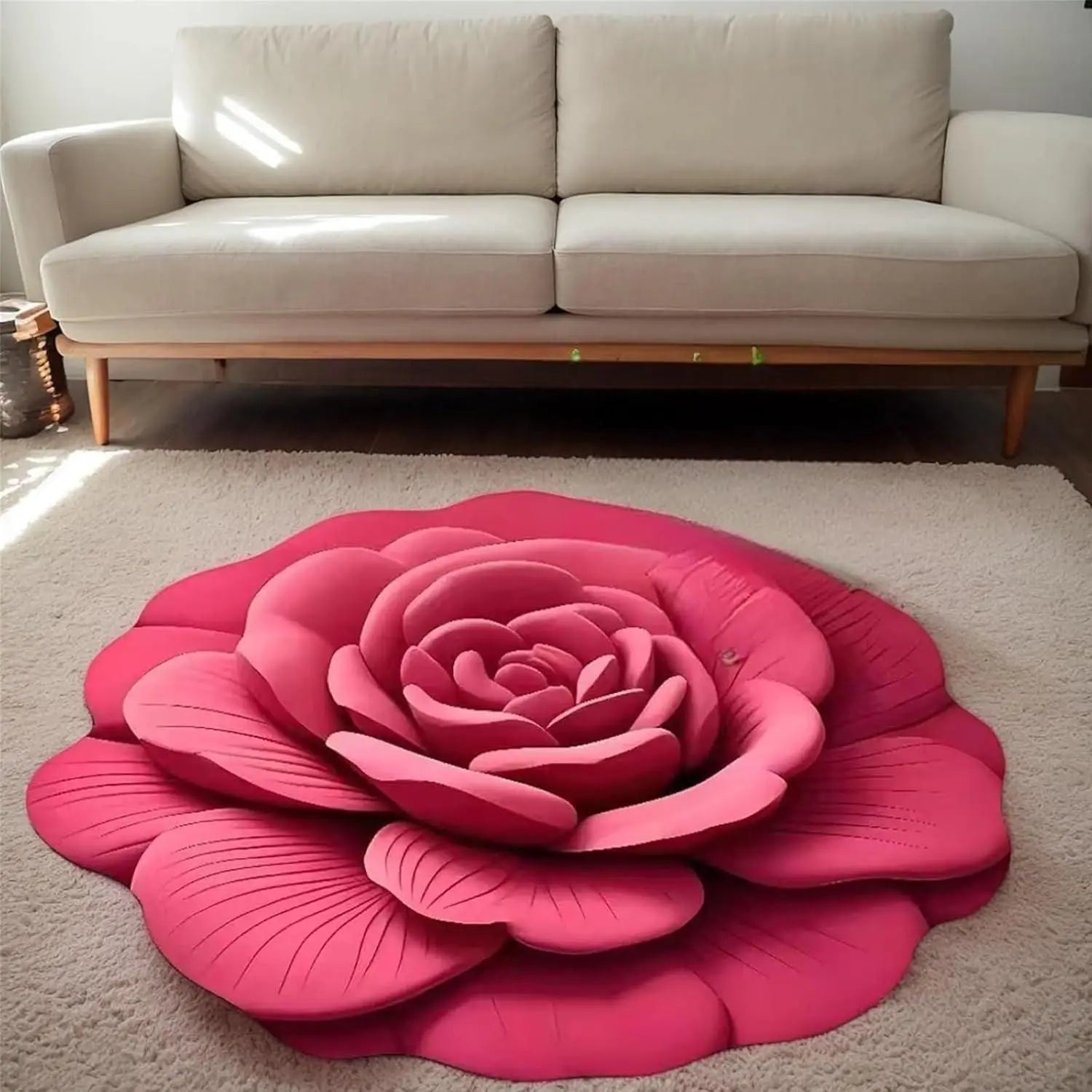 3D Flower Design Floor Mat Quick Dry Non Slip (Pack of 2)