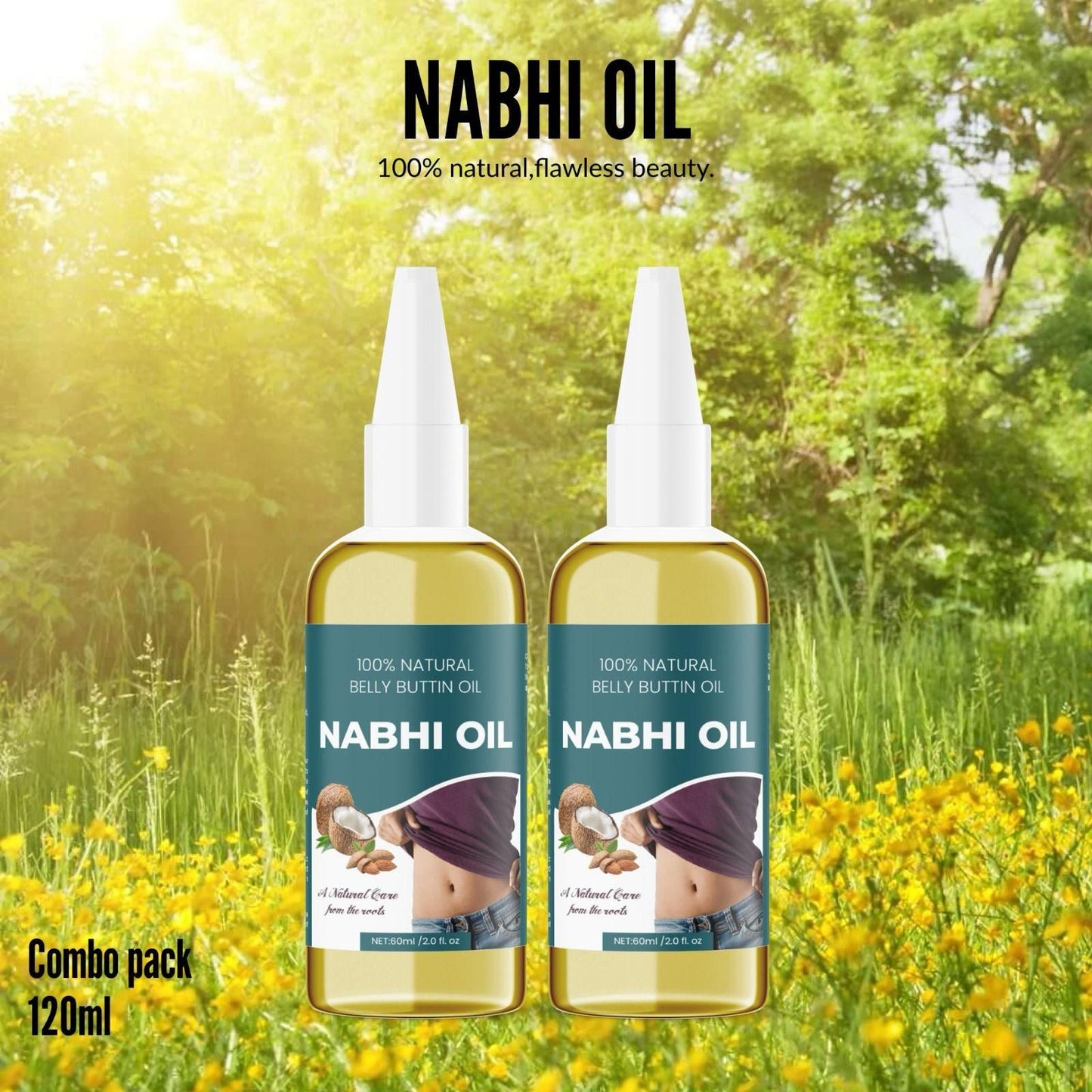 Natural Belly Button Oil Nabhi Oil 60ml (Pack Of 2)