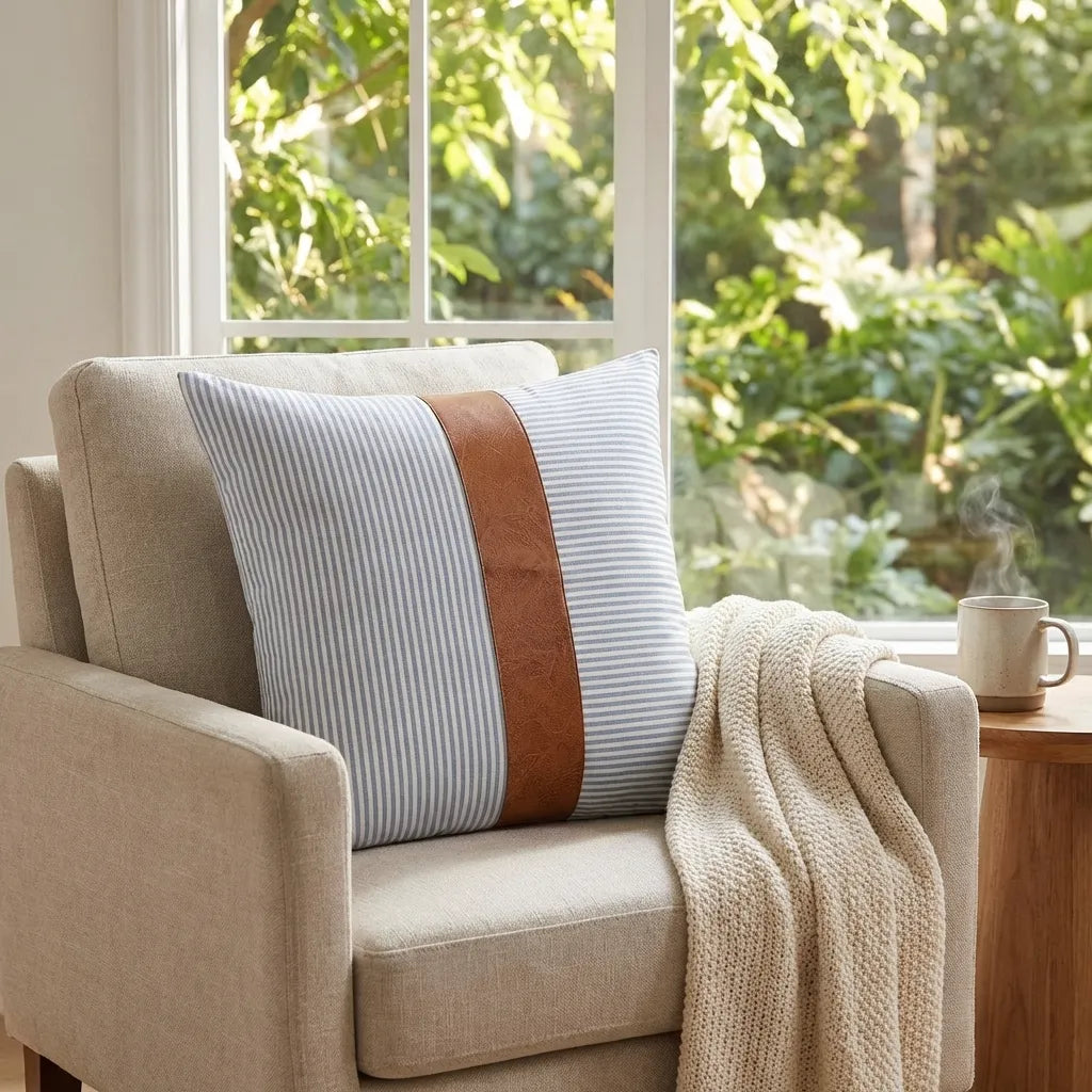 Leather & Cotton Pillow Covers