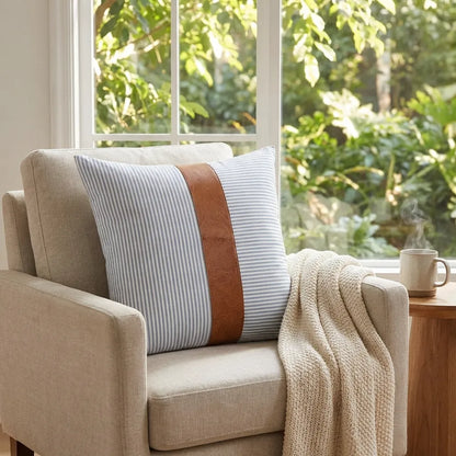 Leather & Cotton Pillow Covers