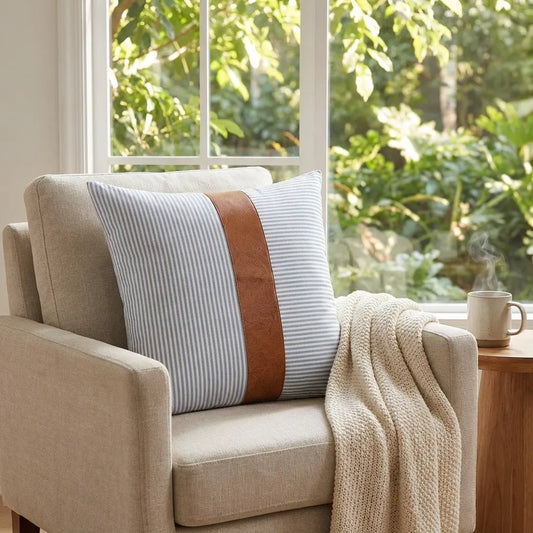 Leather & Cotton Pillow Covers