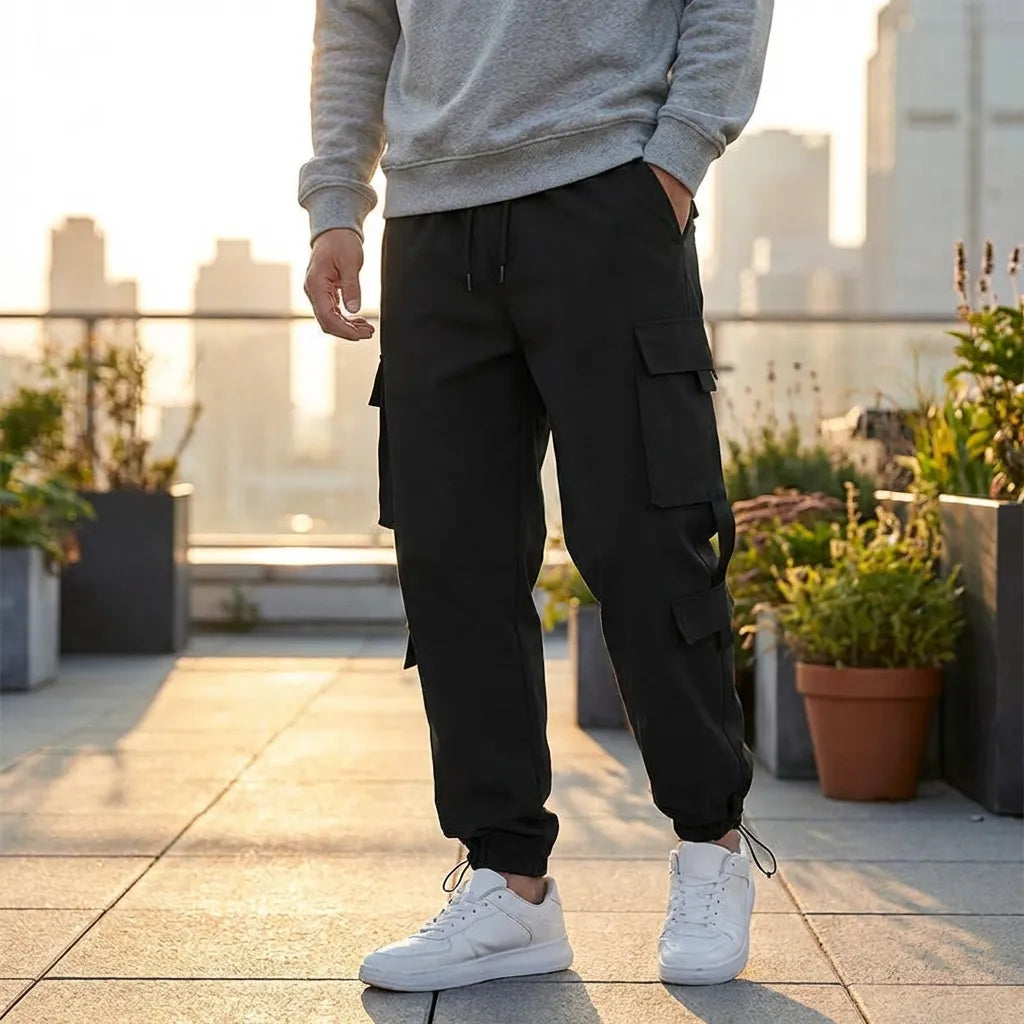 Men's Solid Cargo Pant Black