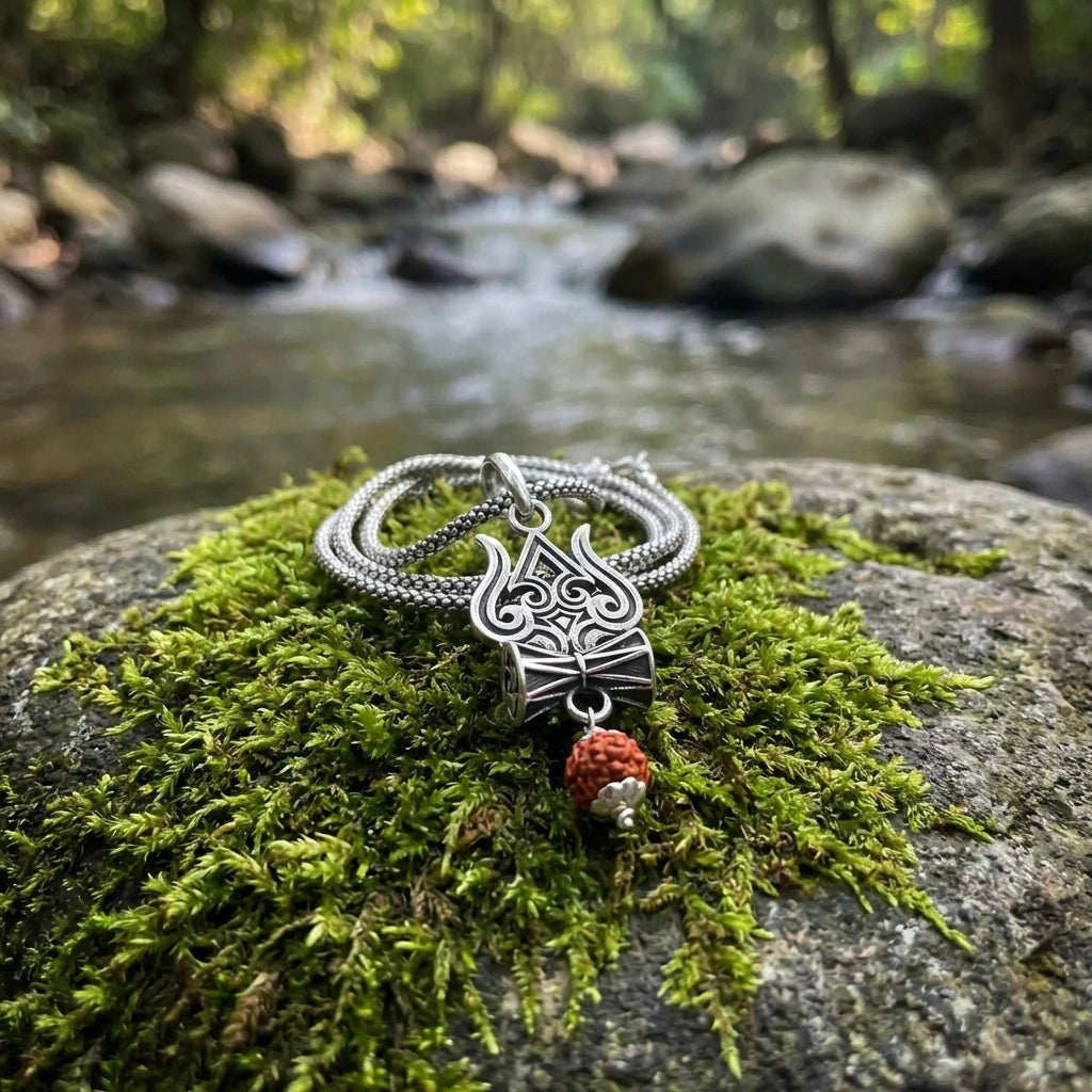 Trishul Damru Rudraksha Pendant Chain