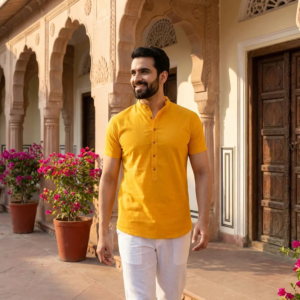 Solid Yellow Slim Shirt