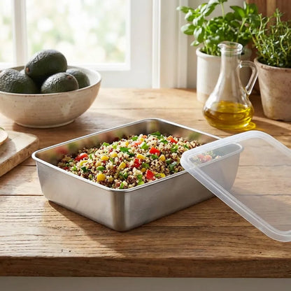 Non Stick Baking Pan Food Storage Box with Cover Pack of 2