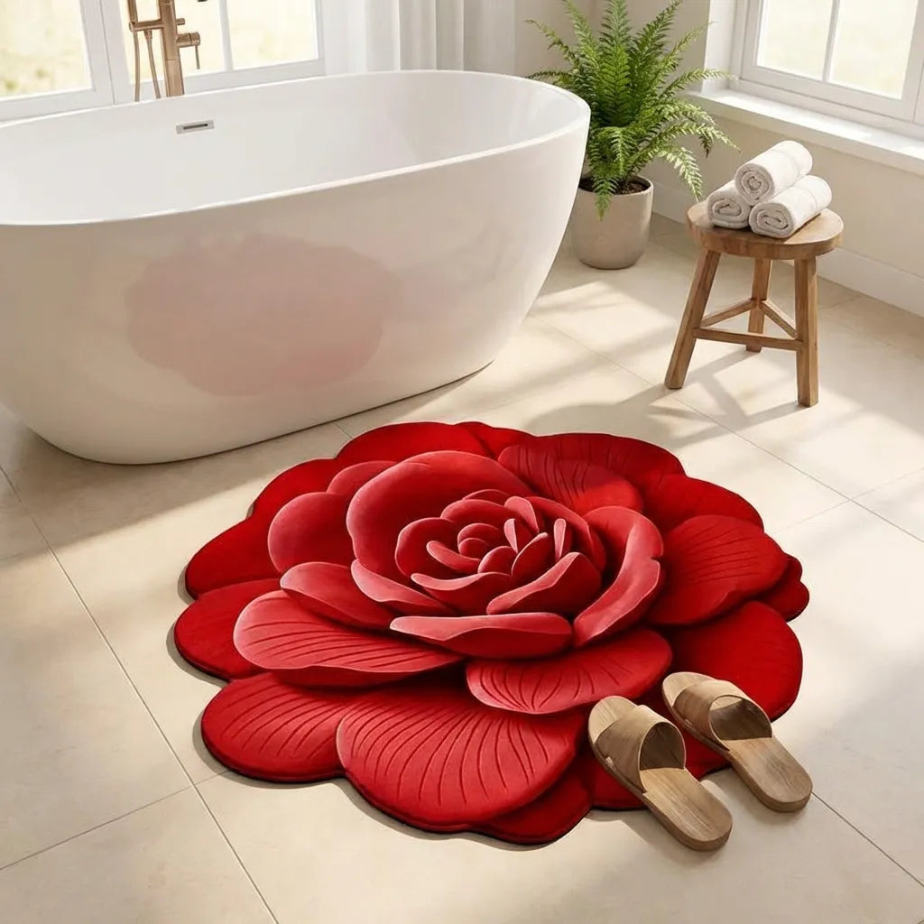 3D Flower Design Floor Mat, Quick Dry Non Slip