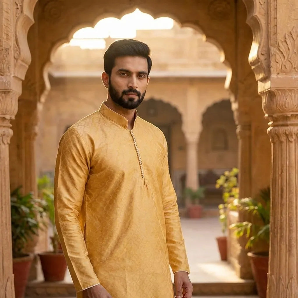 Elegant Yellow Festive Kurta
