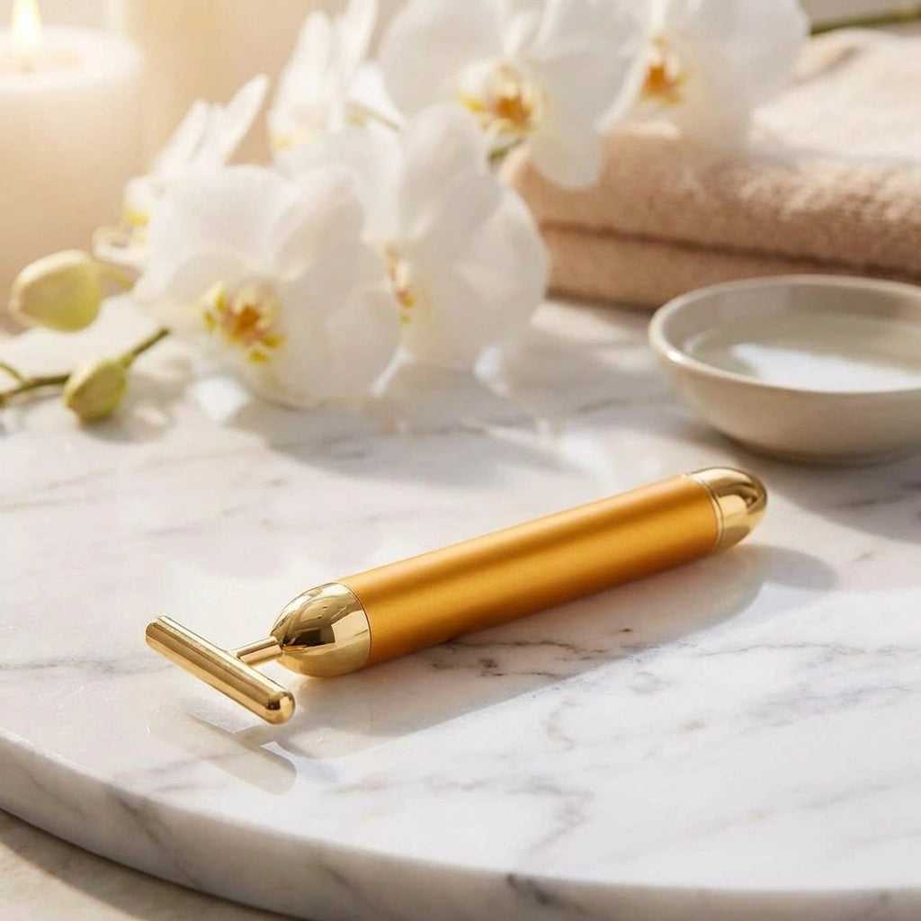 24K Gold Energy Beauty Bar Electric Facial Massage Roller