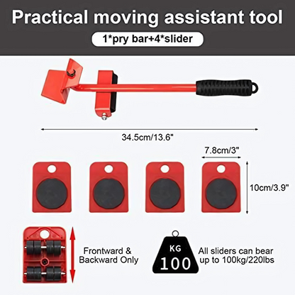 Furniture Lifter -Furniture Lifter Mover Tool Set with Wheel Pads