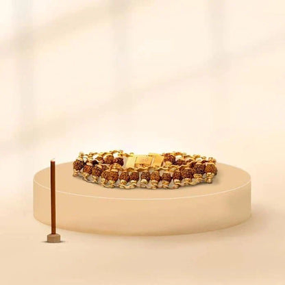 5 Mukhi Rudraksha Bracelet – Gold Plated Alloy Beads Convertible Jewelry for Men & Women jewelry