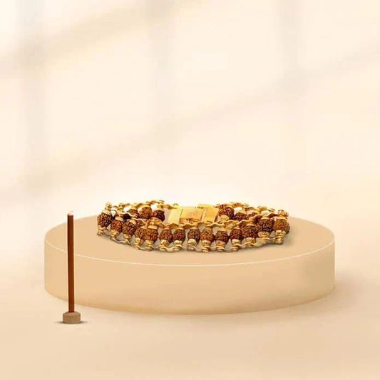 5 Mukhi Rudraksha Bracelet – Gold Plated Alloy Beads Convertible Jewelry for Men & Women jewelry