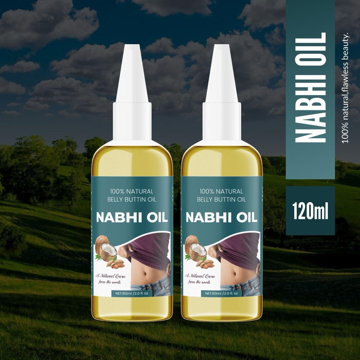 Natural Belly Button Oil Nabhi Oil 60ml (Pack Of 2)