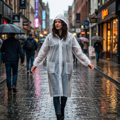 Unisex Hooded Button- Raincoat - Reusable for Adults