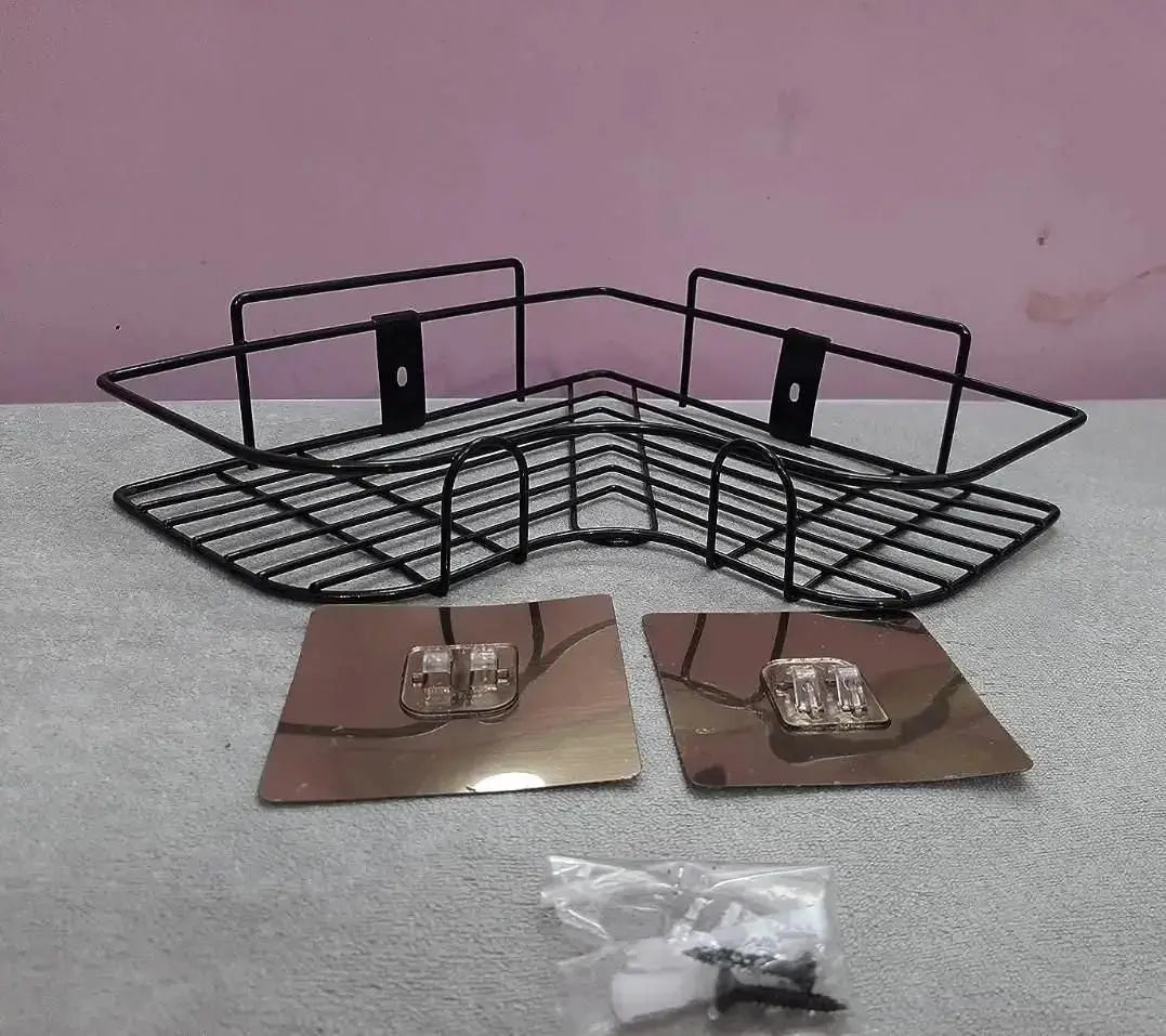 1pc No Drill Corner Wall Mounted Toilet Storage