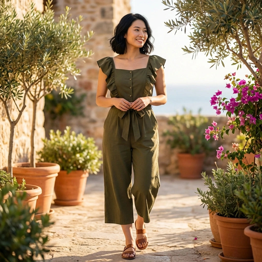 Chic Cape-Sleeve Jumpsuit