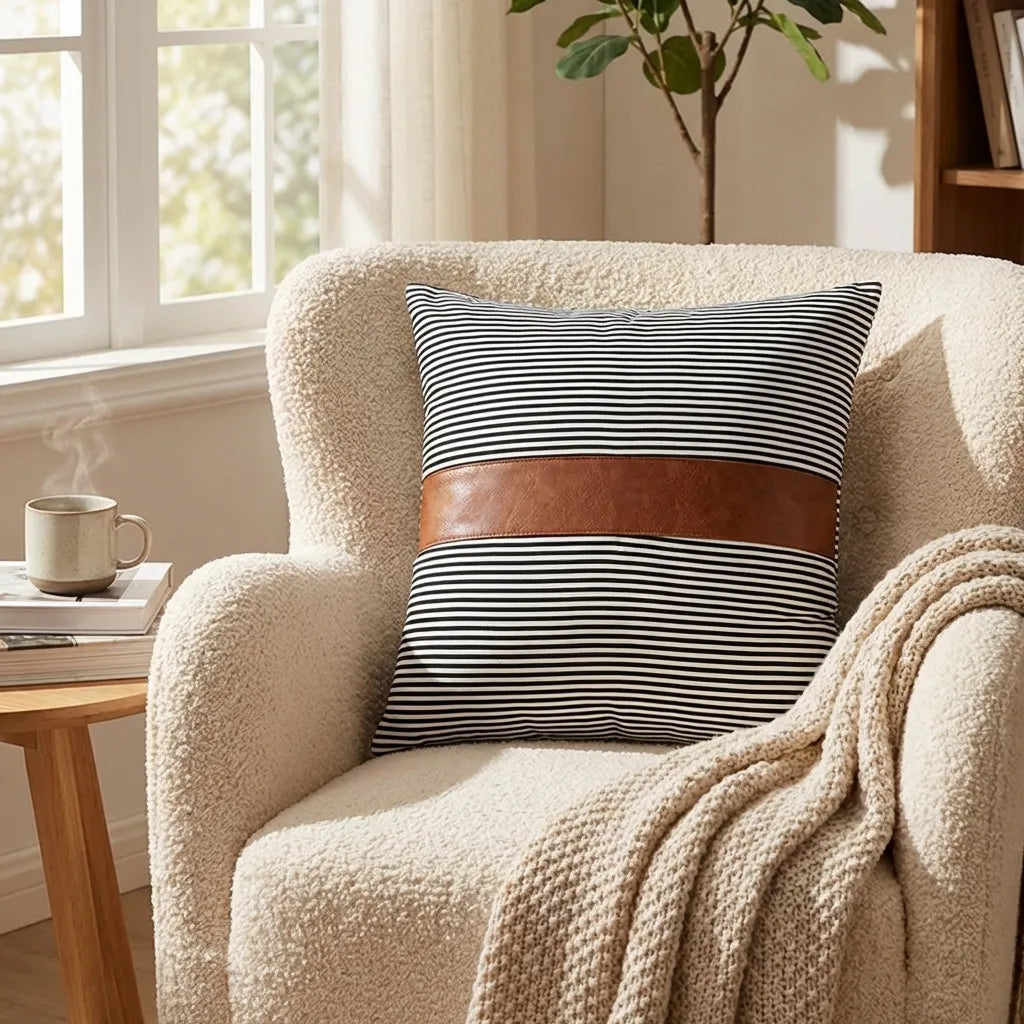 Leather & Cotton Pillow Covers