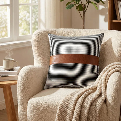 Leather & Cotton Pillow Covers