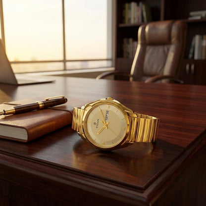 Men Gold-Toned Dial Watch