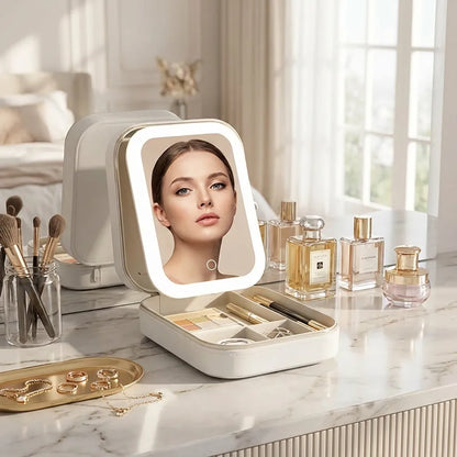 White Jewelry Box with LED Mirror