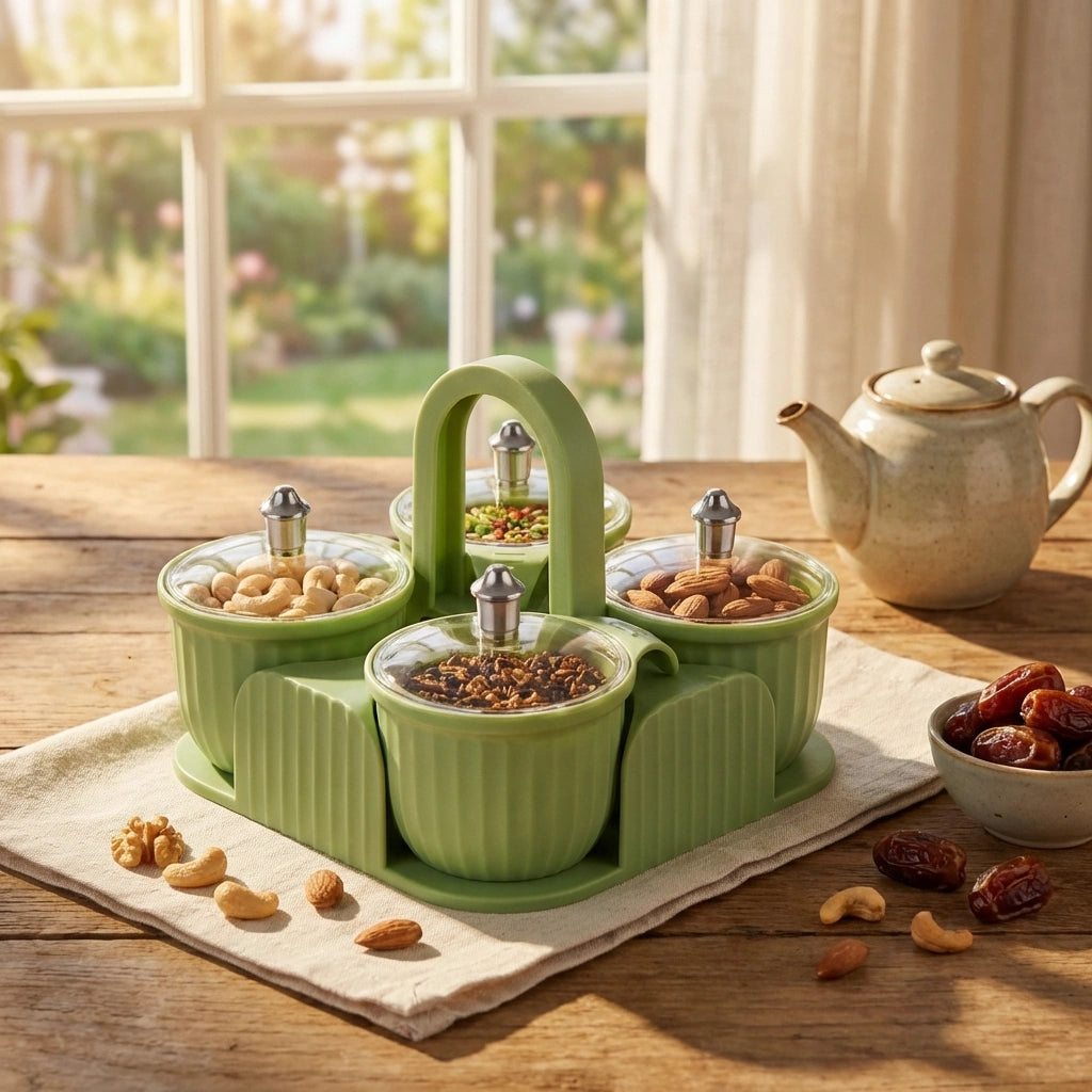 Multipurpose 4 pcs Storage Jar with Tray