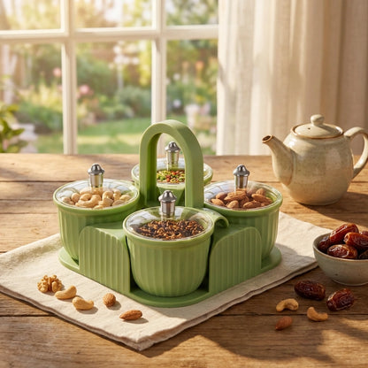Multipurpose 4 pcs Storage Jar with Tray