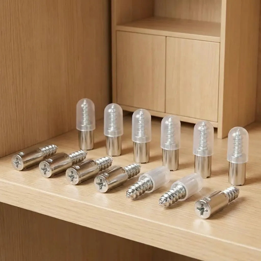 20pcs Metal Shelf Support Pegs with Anti-Slip Self-Tapping Screws Set