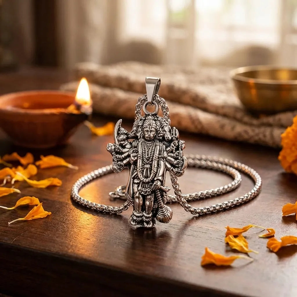 5 Mukhi Standing Hanumanji Pendant with Chain