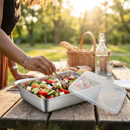 Non Stick Baking Pan Food Storage Box with Cover Pack of 2