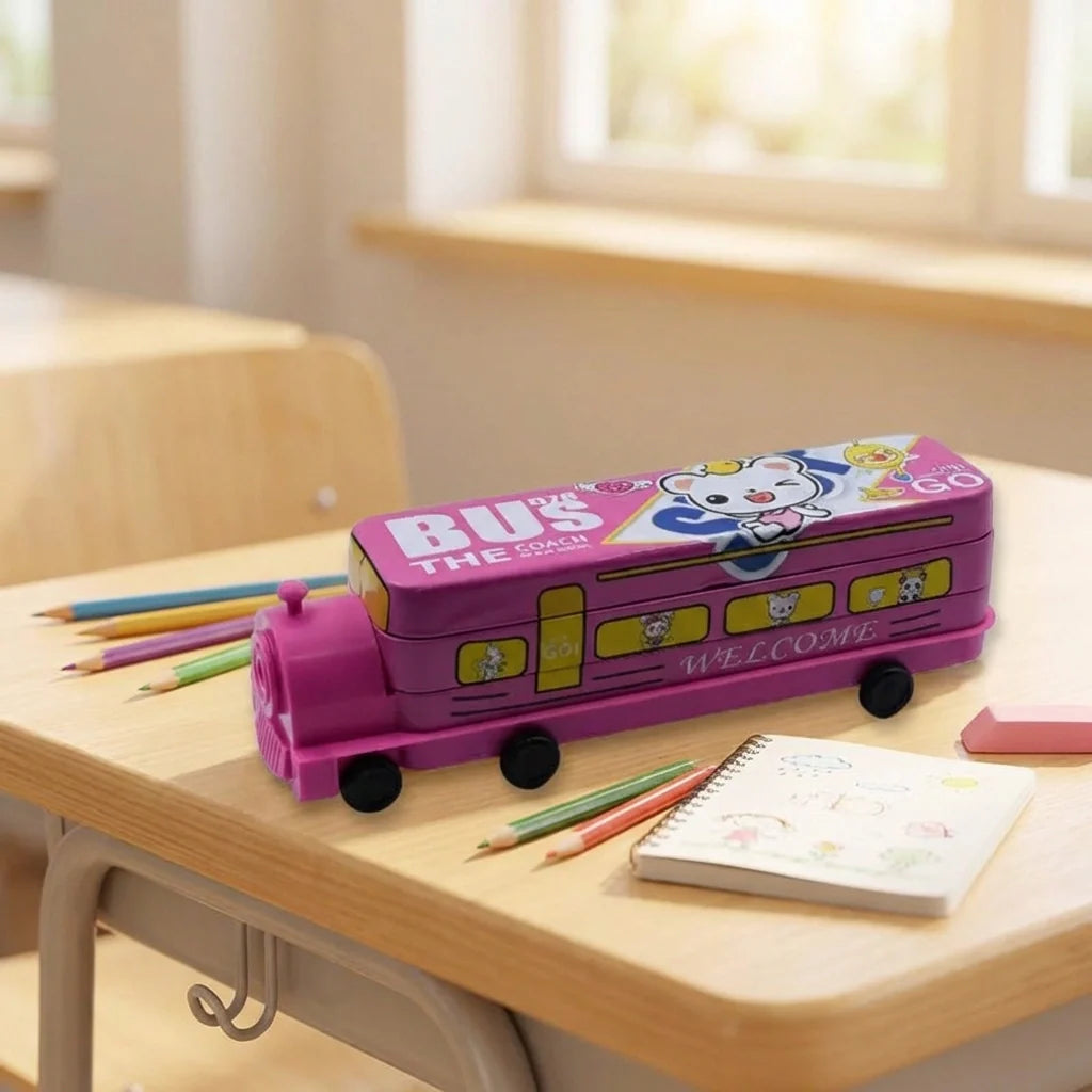 Metal Bus Compass Pencil Box