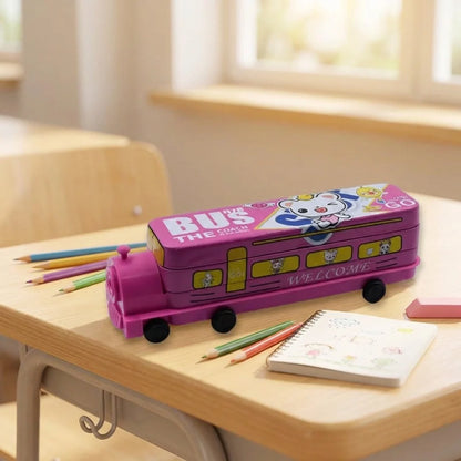 Metal Bus Compass Pencil Box