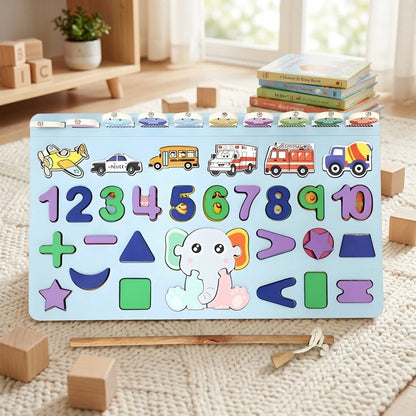 Wooden Number Puzzle Board
